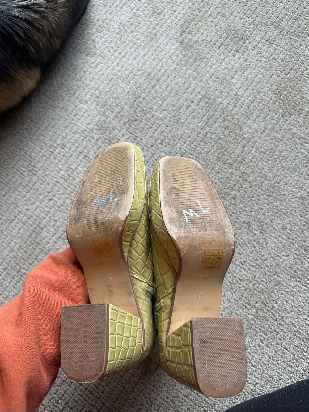 Urban Outfitters chunky chartreuse Bella Croc-Embossed Mid-Calf Block Heel Boots - Picture 8 of 13